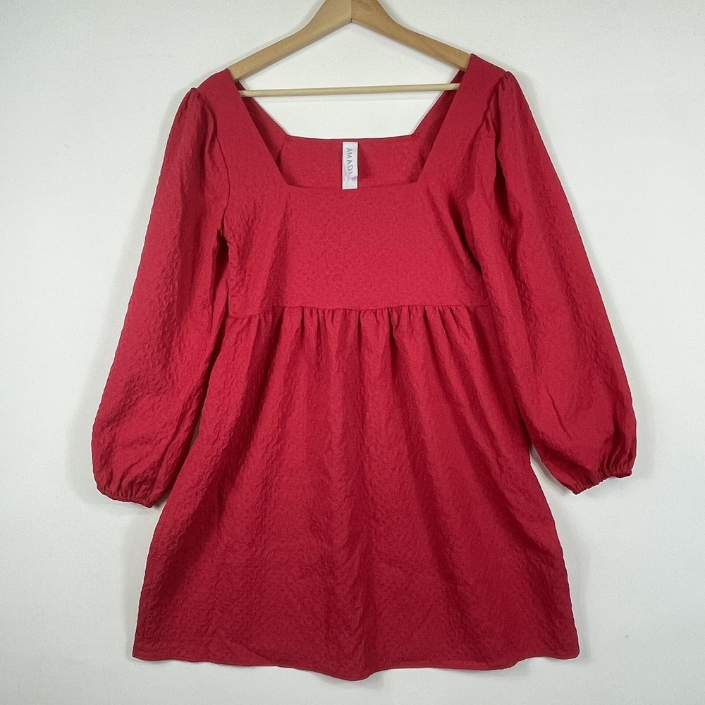NEW Amadi Womens XS Esther Dress Red Mini‎ Romantic Cottage Folk Soft Prairie